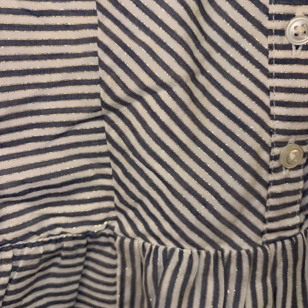 GAP Navy, White, and Gold Striped Sleeveless Polo Dress